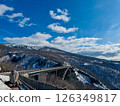 Mountain scenery with a bridge on a sunny winter day 126349817
