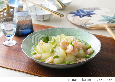Winter melon with shrimp sauce 126349837