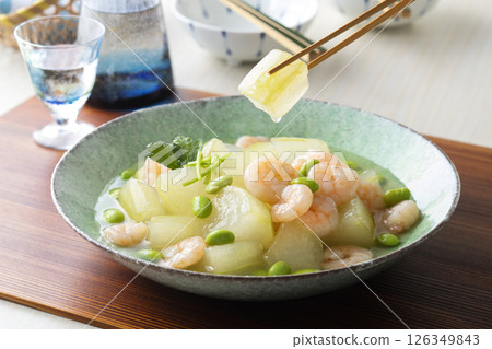 Winter melon with shrimp sauce 126349843