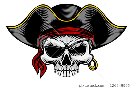 Pirate Skull Captain Hat Skeleton Vintage Design Pirate Skull Captain Hat Skeleton Vintage Design 126349965