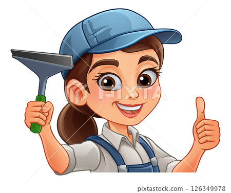 Woman Female Squeegee Window Cleaner 126349978