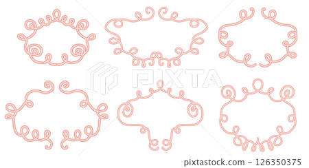 Elegant vintage calligraphic frames set with hand drawn flourishes and ornamental text separators for invitations certificates and greeting cards 126350375