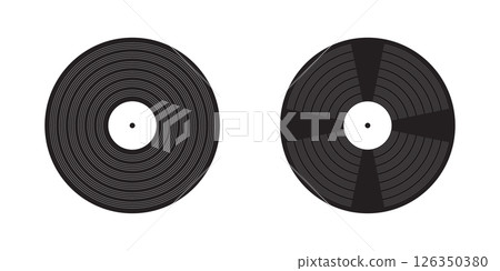 DJ turntable and vinyl record illustration Retro LP music disc icons for vintage party vibe 70s 80s 90s nostalgia Vector isolated artwork DJ turntable and vinyl record illustration Retro LP music disc icons for vintage party vibe 70s 80s 90s nostalgia Vector isolated artwork 126350380