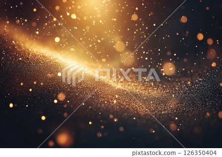 Abstract golden glittering particles creating a magical atmosphere with shimmering light effects Abstract golden glittering particles creating a magical atmosphere with shimmering light effects 126350404