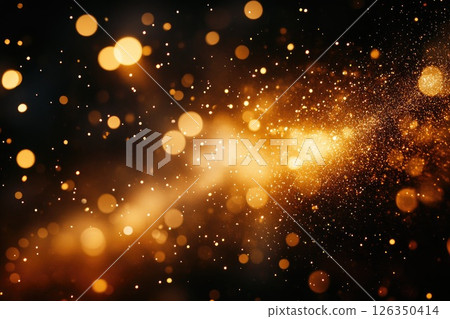 Abstract golden bokeh lights creating a dreamy atmosphere with shimmering particles in motion 126350414