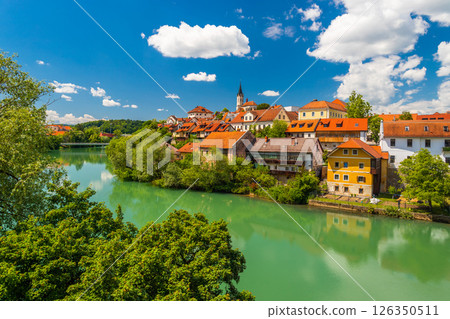 Beautiful view of Novo Mesto, a picturesque town in Slovenia 126350511