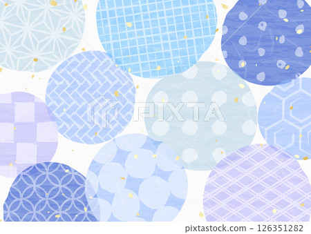 Background illustration of various Japanese patterns and washi-style textures 126351282