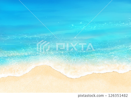 海浪拍打沙灘的風景，海灘，海洋，夏季，夏季，度假村 126351482