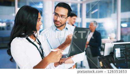 People, developer and talk with laptop in office for programming, coding training and check server. Team, mentor and helping with app testing, IT intern and web application and troubleshooting system People, developer and talk with laptop in office for programming, coding training and check server. Team, mentor and helping with app testing, IT intern and web application and troubleshooting system 126351653