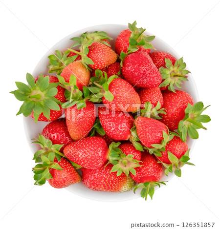 large ripe strawberries in a white plate isolated on white background large ripe strawberries in a white plate isolated on white background 126351857