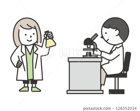 兒童進行科學實驗的插圖。簡單可愛的教育材料,表達好奇心和學習精神。 兒童進行科學實驗的插圖。簡單可愛的教育材料,表達好奇心和學習精神。 126352014