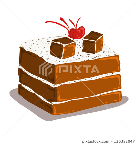 Illustration of a piece of chocolate cake Illustration of a piece of chocolate cake 126352047