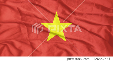 Vietnam Flag Wind Waving Close Up 126352341