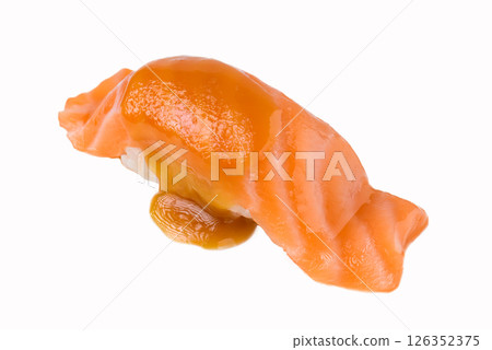 Marinated salmon sushi nigiri on white background Marinated salmon sushi nigiri on white background 126352375