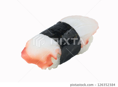 Squid sushi nigiri with seaweed wrap on white background 126352384