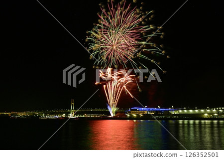 Christmas Eve fireworks at Yokohama Port Osanbashi Pier Christmas Eve fireworks at Yokohama Port Osanbashi Pier 126352501