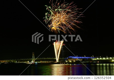 Christmas Eve fireworks at Yokohama Port Osanbashi Pier Christmas Eve fireworks at Yokohama Port Osanbashi Pier 126352504