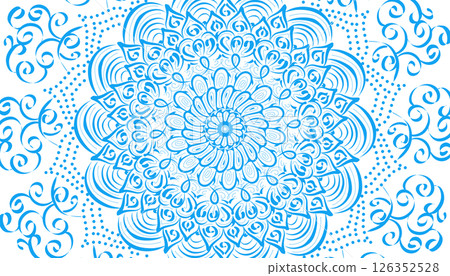 Illustration of blue mandala motif decoration Illustration of blue mandala motif decoration 126352528