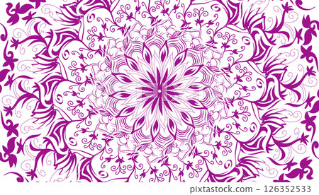 Illustration of purple mandala motif decoration. Perfect for background posters, banners, advertisements, websites, book covers 126352533