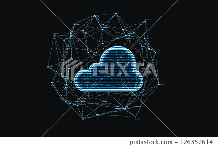 Holographic image of cloud computing, futuristic Holographic image of cloud computing, futuristic 126352614