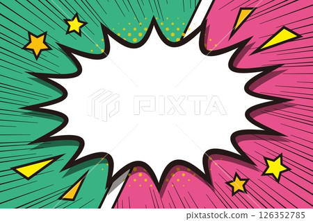 American comic book design explosion frame illustration 126352785