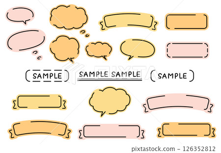 一組簡單可愛的手繪氣泡和絲帶 126352812