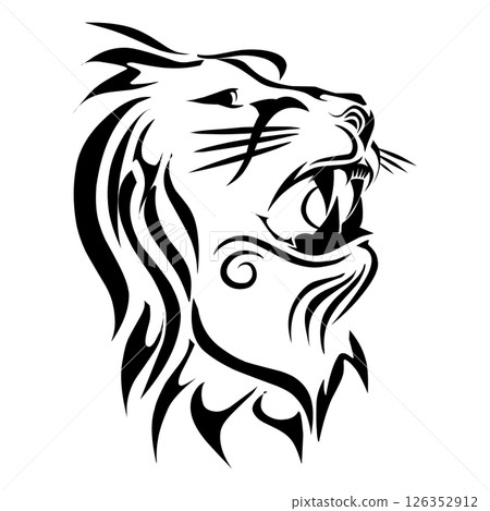 Illustration of a lion head tribal 126352912