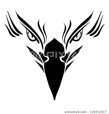 A tribal design of an eagle in black color. Perfect for tattoos, stickers, social media elements, ads, websites. 126352917