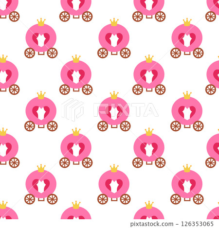 Seamless Pattern with Princess Pink Carriage. Vector flat illustration. 126353065
