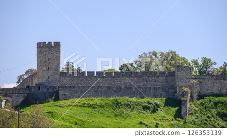 Remains of Historic Belgrade Fortress in Kalemegdan park in Belgrade, Serbia 126353139