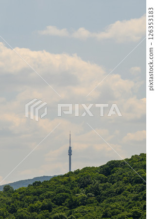 Avala Tower, 204 m tall telecommunications tower in Avala mountain in Belgrade, Serbia Avala Tower, 204 m tall telecommunications tower in Avala mountain in Belgrade, Serbia 126353183