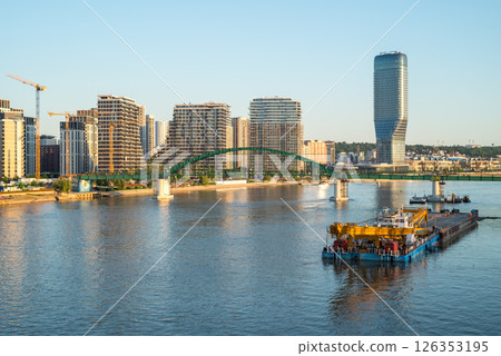 Belgrade tower skyscraper and Belgrade Waterfront residential and commercial complex on Sava river in Belgrade, Serbia Belgrade tower skyscraper and Belgrade Waterfront residential and commercial complex on Sava river in Belgrade, Serbia 126353195