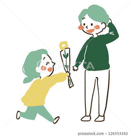 Father's Day_Dad receiving flowers Father's Day_Dad receiving flowers 126353382