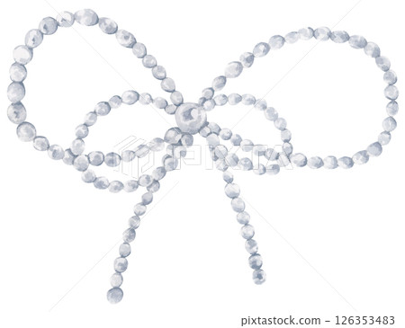 Coquette Pearl Bow Watercolor Illustration 126353483