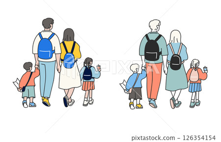 Family trip back view set Family trip back view set 126354154