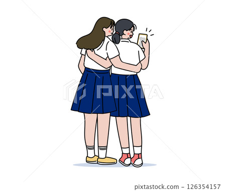 採取與智能手機的高中女孩一selfie 126354157