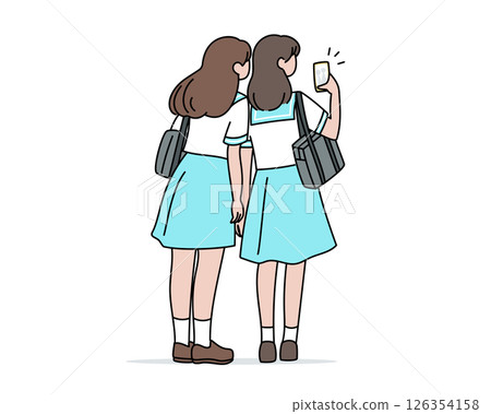 採取與智能手機的高中女孩一selfie 126354158