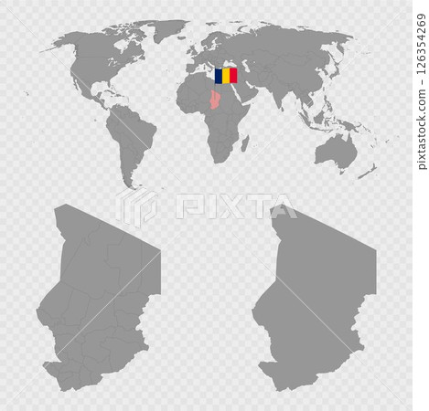 Chad Map Set with World Location. Chad Map Set with World Location. 126354269