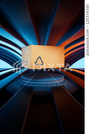 Package box and stage, 3d rendering. Package box and stage, 3d rendering. 126354380