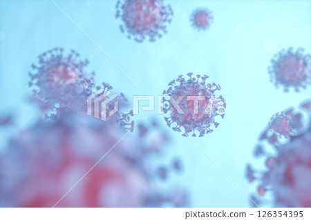 Dispersed corona viruses with blue liquid Dispersed corona viruses with blue liquid 126354395