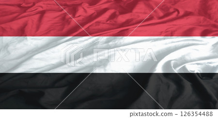 Yemen Flag Wind Waving Close Up Yemen Flag Wind Waving Close Up 126354488