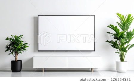AI image: Wall-mounted TV in the living room 126354581