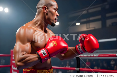 young boxer boxing in punching bag 126354869