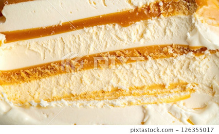 [AI image] Vanilla ice cream mixed with caramel sauce 126355017