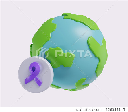 3D Global cancer awareness day. World Cancer Day concept, February 4. Raise awareness, prevention, detection, treatment. Icon design 3d illustration 126355145