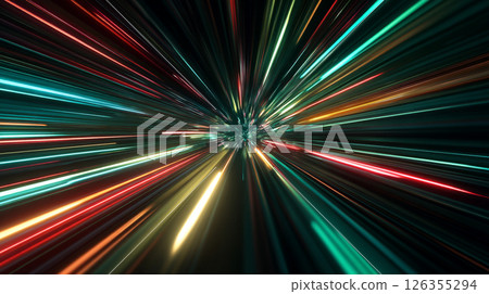 匯聚的線條，表現光的高速流動 126355294
