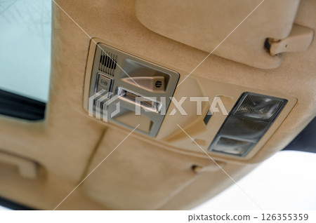 Modern Vehicle Overhead Control Panel Featuring Advanced Safety and Convenience Features 126355359