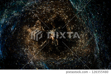 Glowing particles with wavy pattern, magical 126355480