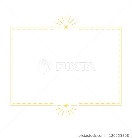 Celestial ornament, golden Boho lineart rectangular frame, thin line border with sunburst, mystical vector tarot pattern Celestial ornament, golden Boho lineart rectangular frame, thin line border with sunburst, mystical vector tarot pattern 126355808