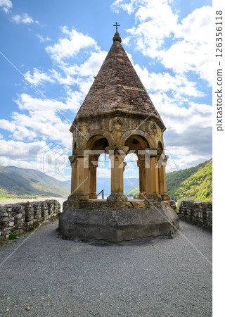 Ananuri castle with Church of the Mother of God, on the Aragvi River in Dusheti Municipality in Georgia 126356118
